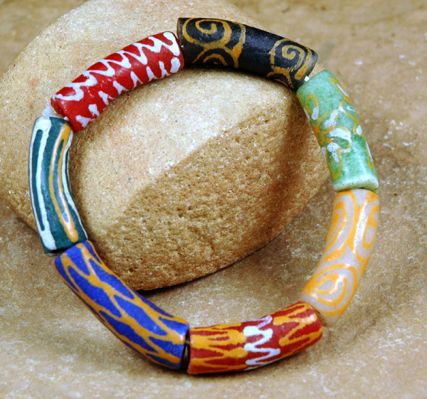 Afrika Armband / Schmuck mit Millefiori Glas Perlen